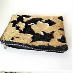 FAUX LEATHER & SEQUIN pouch